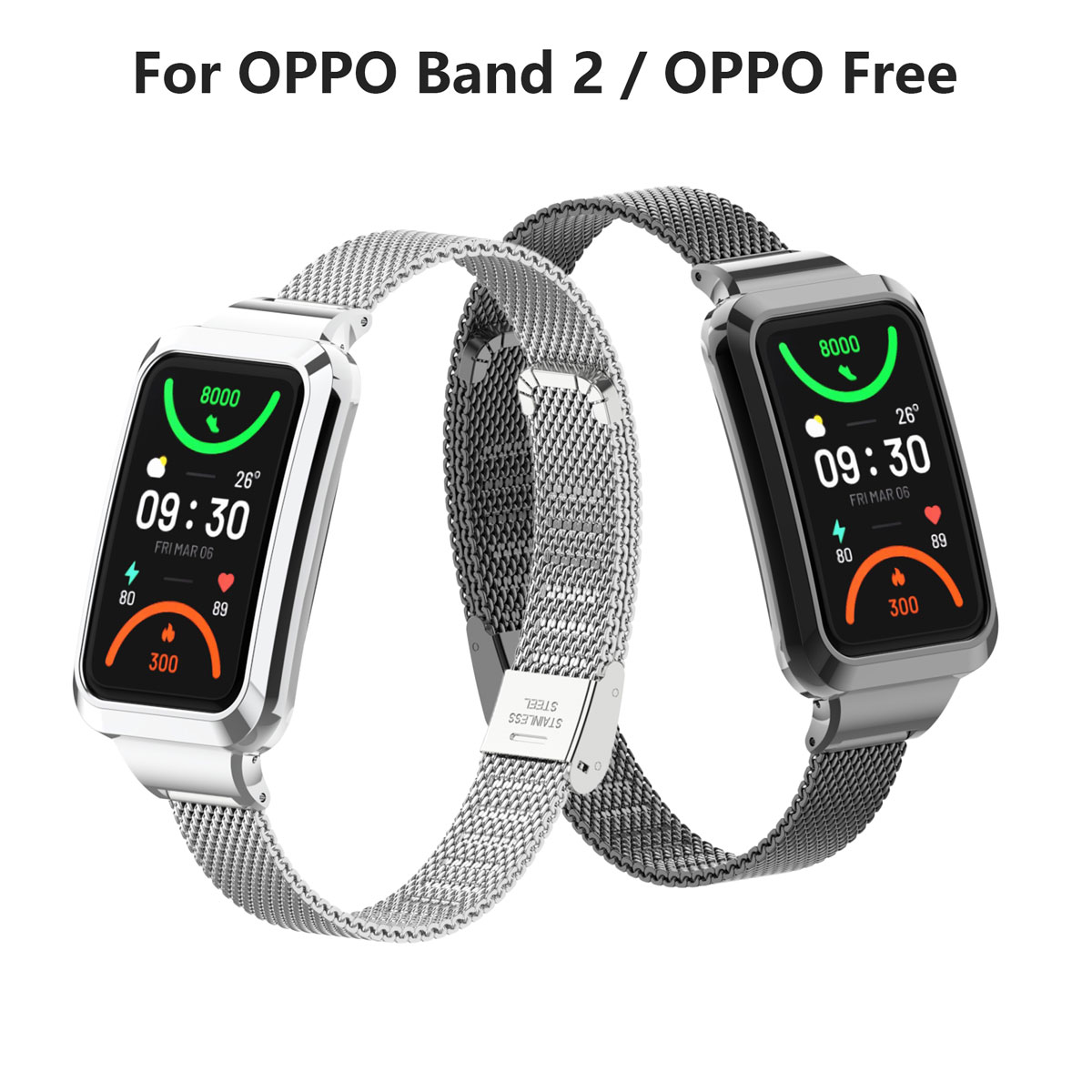 Mesh Strap Metal - Geschikt voor Oppo Band 2 roestvrijstalen